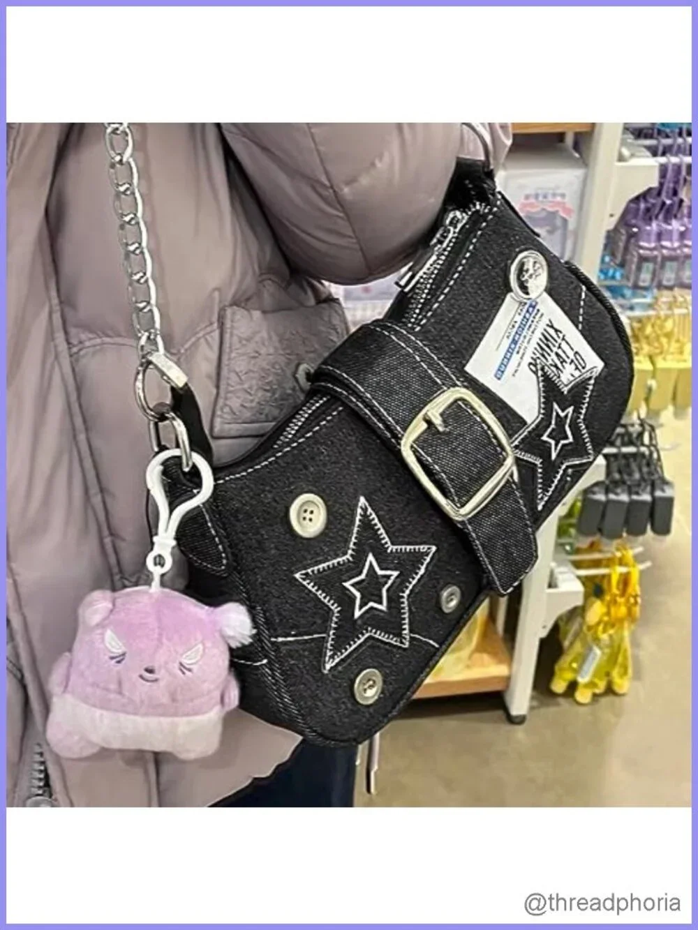 Grunge Hobo Bag Y2K Vintage Denim Shoulder Crossbody Purse Women